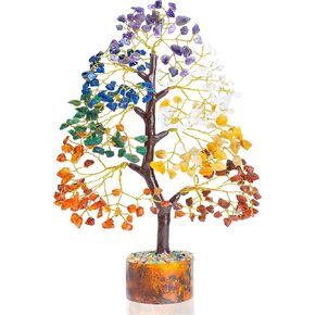 7 Chakra Tree of Life - Crystal Tree for Positive Energy - Gemstone Tree - Seven Chakra Tree - Spiritual Wisdom - Feng Shui Tree Decor - Handmade - Healing Tree - Attract Good Luck & Charm Gift