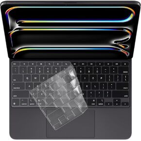 غطاء لوحة المفاتيح ProElife لجهاز iPad Pro 2024 شريحة M4 مقاس 13 بوصة (A2925/A2926) لوحة المفاتيح السحرية الأمريكية أدخل واقي TPU لأحدث لوحة مفاتيح iPad Magic M4 iPad Pro 13 بوصة 2024 ملحق (شفاف)