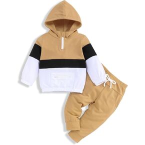 Okgirl Baby Boy Clothes Long Sleeve Hoodie Zip Sweatshirts Pullover Tops Pants Set Fall Winter Toddler Boy Outfit
