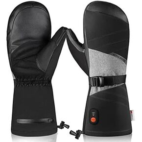 Heated Mittens for Men Women, 3000mAh Rechargeable Electric Waterproof Ski Gloves for Work Skiing Snowboarding Hiking Camping