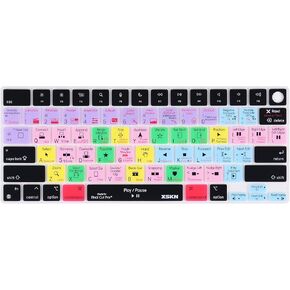 XSKN Final Cut Pro shortcuts US Layout Keyboard Skin Cover for Apple M1 M2 M3 Chip MacBook Air 13.6" 15.3" with Touch ID for MacBook Pro 14.2" 16.2" with Touch ID