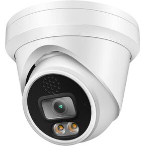 Hikvision/Uniview Compatible 6MP PoE IP Turret Camera Dual Light (Default IR) with Microphone, Audio, IP Security Camera Outdoor Night Vision 98ft Weatherproof IP67 Wide Angle 2.8mm