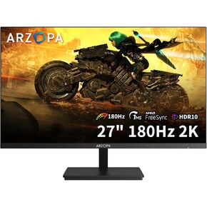 ARZOPA 27" 180HZ Gaming Monitor- 2K QHD 2560x1440 Fast IPS Computer PC Display 115% sRGB Adaptive-Sync 1ms Response, 1x Display Port 1.4, 1x HDMI 2.0 -M1RC