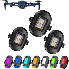 Drone Strobe Lights, Anti-Collision Strobe Lighting, 0.012 lbs Long Battery Life RGB LED Lights for DJI Mini 2/Air 2S/Mavic Air 2/2 Pro/Mavic Mini/FPV/Phantom/Holy Stone Drone (3 Pack)