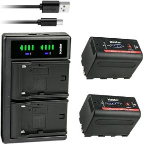 Kastar 2-Pack Battery NP-F780Exp and LTD2 USB Charger Compatible with Kinefinity KineKIT Edge Camera Cage, Desview R5, 5.5 inch Touchscreen On-Camera Field Monitor, HDR/3D-Luts/Dual-use Battery System in Kuwait