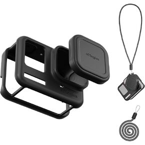 Silicone Protective Case for Insta360 Ace Pro, 360 Ace Pro Silicone Case with Silicone Lens Cap, 360 Ace Pro Accessories Including Silicone Case+Silicone Lens Cover + Anti-Lost Lanyard(Black)