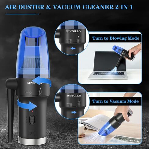 Air Duster & Vacuum 2-in-1, Cordless Electric Compressed Air Blower for Computer Keyboard Cleaning, Portable Handheld Electronics Car Computer Duster, Powerful 77000RPM Motor in Saudi Arabia