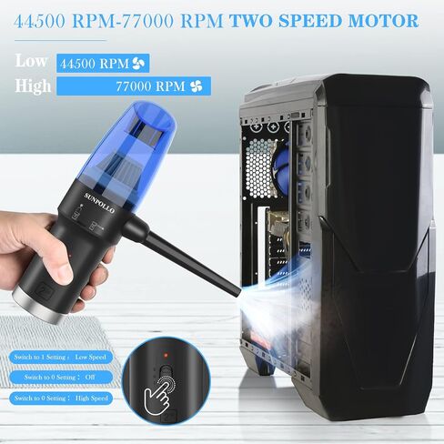 Air Duster & Vacuum 2-in-1, Cordless Electric Compressed Air Blower for Computer Keyboard Cleaning, Portable Handheld Electronics Car Computer Duster, Powerful 77000RPM Motor in Saudi Arabia
