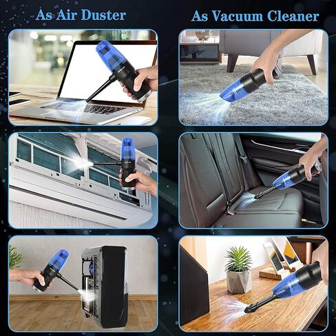 Air Duster & Vacuum 2-in-1, Cordless Electric Compressed Air Blower for Computer Keyboard Cleaning, Portable Handheld Electronics Car Computer Duster, Powerful 77000RPM Motor in Saudi Arabia
