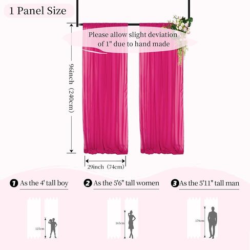 DUOBAO Chiffon Backdrop Curtain-2 Panels 29x96-Inch Wedding Backdrop Drapes Lavender Sheer Curtain Panels Tulle Backdrop Chiffon Fabric Photography Backdrop for Party (29''x96''x2pcs, Lavender) in Saudi Arabia