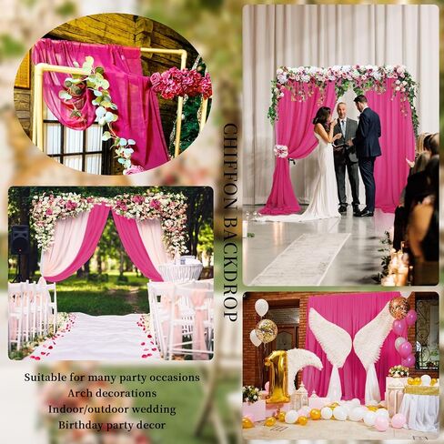 DUOBAO Chiffon Backdrop Curtain-2 Panels 29x96-Inch Wedding Backdrop Drapes Lavender Sheer Curtain Panels Tulle Backdrop Chiffon Fabric Photography Backdrop for Party (29''x96''x2pcs, Lavender) in Saudi Arabia