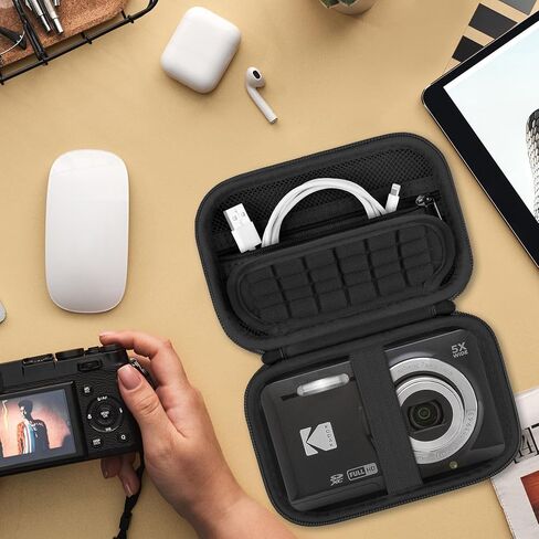 Hard Carrying Case for KODAK PIXPRO Friendly Zoom FZ55/ FZ45/ FZ43 16MP Digital Camera, Vlogging Camera Protective Cases Bag with Mesh Pocket for USB Cable, Battery, Black in Kuwait