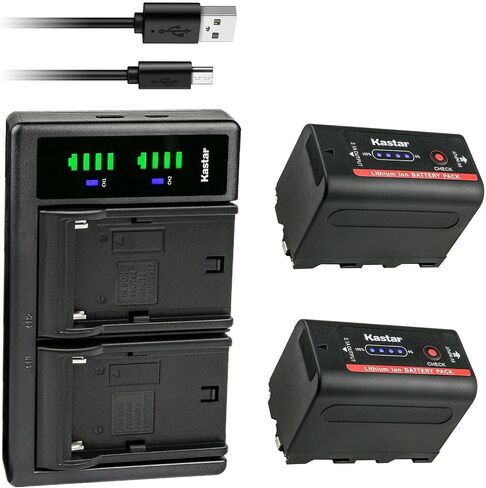 Kastar 2-Pack Battery NP-F780Exp and LTD2 USB Charger Compatible with Kinefinity KineKIT Edge Camera Cage, Desview R5, 5.5 inch Touchscreen On-Camera Field Monitor, HDR/3D-Luts/Dual-use Battery System in Kuwait