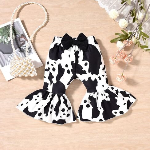 HINTINA Newborn Baby Girl Short Sleeve Bodysuit Flared Pants Ribbed Outfits in Kuwait