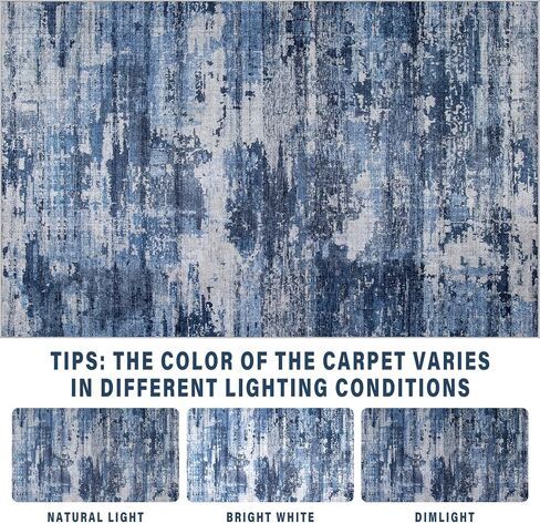 Runner Rug 2'6''x8' Washable Rugs: Machine Washable Hallway Runner Rug with Non Slip Backing Non Shedding Abstract Stain Resistant Carpet for Kitchen Entryway Laundry Bedroom - Beige/Blue in Saudi Arabia