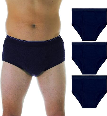 3-Pack Men's Super Absorbency Washable Reusable Bladder Control Briefs Grey Large (Waist 38-40) in Kuwait