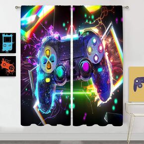 MESHELLY الأولاد ألعاب الستائر 42W × 63H بوصة قضيب جيب الألعاب ديكور للمراهقين غرفة نوم لعبة فيديو تحكم غمبد يقتبس الرجال الأطفال بارد الفن المطبوعة غرفة المعيشة غرفة اللعب نافذة الستائر 2 لوحات مجموعة in Kuwait