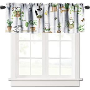 1950s Retro Valance, Mid Century Modern Atomic Black Cat Starbursts Abstract Geometric Print Short Valances Window Treatment for Kitchen Bathroom Living Room Kids Bedroom, 54x18in in Kuwait