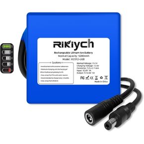 Rechargeable 12v Battery Pack 5200mAh Lithium ion Battery Pack for LED Strip, Lighting, Router, CCTV Camera, Portable Speaker, Fish Finder, Trail Camera, DC5521 Output 12v Battery