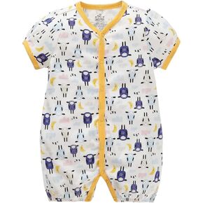 Zanie Kids Baby Girl Romper Short Sleeves Toddler Infant Jumpsuit Cotton Outfit for Summer