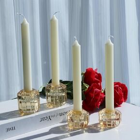 VOHO 6pcs Candlestick Holders, Christmas Green Candle Stick Candle Holder for Centerpiece Table Decorations, Glass Tea Lights Candle Holder Bulk