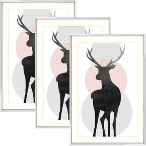 Space Art Deco, 11x14 Picture Frame Set of 3, Display Pictures 8x10 with Mat or 11x14 Without Mat, Wall Mounting Gallery Photo Frames, Gold in Kuwait