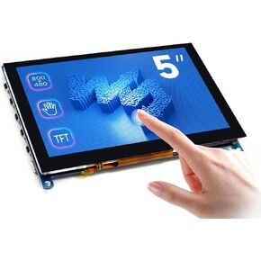 شاشة LCD تعمل باللمس بالسعة 5 بوصات متوافقة مع Raspberry Pi 5/4B/3B+/3A+/2B/B+/A+/Zero/Zero W/WH/Zero 2W CM3+/4 سلسلة لوحات دقة 800×480 HDMI تدعم Windows 11/10 / 8.1 /8 / 7 in Kuwait