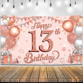 KatchOn, XtraLarge Blue Happy 13th Birthday Banner - 72x44 Inch | 13th Birthday Decorations for Boys and Girls | Blue and Silver 13 Birthday Backdrop | Happy 13th Birthday Decorations for Teenagers
