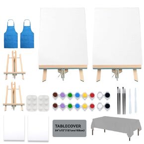 2 Pack Paint and Sip Canvas Painting Kit Pre Drawn Canvas for Painting for Adults Stretched Canvas Couples Games Date Night Paint Party Anniversary Valentines Day