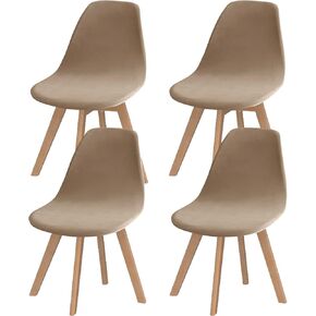 Pack of 4 Velvet Mid Century Modern Dining Chair Covers, Armless Chair Cover,Living Room Side Chair Slipcovers (Black)