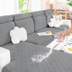 Smiry Waterproof Couch Cushion Covers, Stretch Sofa Cushion Covers, Soft Sofa Covers Washable, Magic Couch Cushion Slipcover Elastic Furniture Protector for Pets, Kids (2 Pack, Beige)