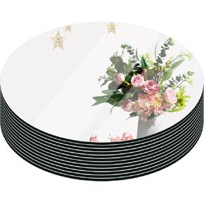 Set of 12 Round Mirror Candle Plate Set,10 Inch Round Mirror Trays for Table Centerpiece Wedding Decorations