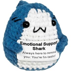 Positive Crochet Shark Gifts, Crocheted Emotional Support Animal, Unique Birthday Gift for Shark Lovers Friends Women Men 1Pc