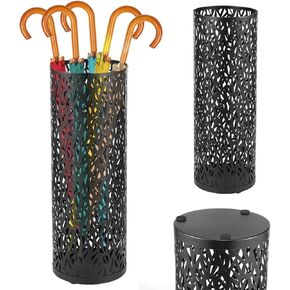 Metal Umbrella Holder,Round Umbrella Stand Rack for Entryway,Freestanding Umbrella Organizer,Umbrella Storage Rack,Umbrella Holder Bin,Cane Walking Stick Holder for Home Office Hotel,5.9×16.5" (Black)