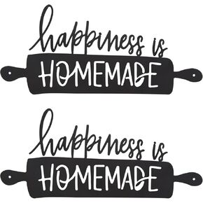 2 Pieces Metal Happiness Is Homemade Kitchen Wall Decor, Kitchen Decorations Wall Words Signs and Plaques for Home Dining Housewarming Gift - 13.8 x 6.3 inch
