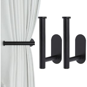 2 Pack Adhesive Curtain Holdbacks Curtain Tie Backs Curtain Holdbacks No Drill Curtain Pull Backs Adhesive Curtain Hooks Curtain Holders for Drapes (2, Black)