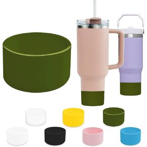 Turmaster 1Pcs Silicone Boot for Stanley 40 oz Quencher Tumbler, Silicone Cups Sleeve for Stanley IceFlow 20oz 30oz, Stanley Cup Accessories, Protective Cover for Water Bottle Bottom(Clear)