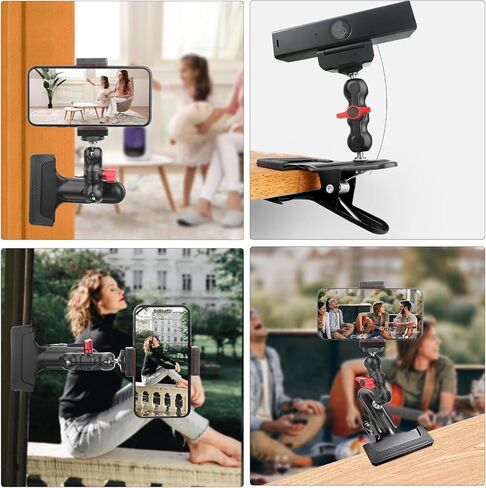 Super Clamp Camera Clamp Mount,Tripod Camera Clip Clamp 3.1" Double Ball Head Magic Arm with 1/4" Screw Phone Holder for Camera Webcam LED Light Smartphone Photoshoot Video Pole Tube Mount in Kuwait