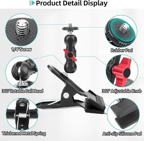 Super Clamp Camera Clamp Mount,Tripod Camera Clip Clamp 3.1" Double Ball Head Magic Arm with 1/4" Screw Phone Holder for Camera Webcam LED Light Smartphone Photoshoot Video Pole Tube Mount in Kuwait