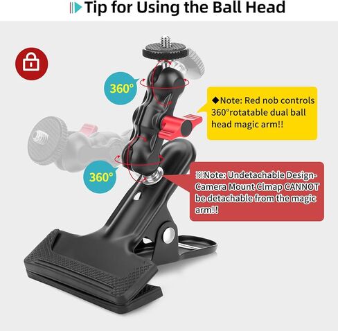 Super Clamp Camera Clamp Mount,Tripod Camera Clip Clamp 3.1" Double Ball Head Magic Arm with 1/4" Screw Phone Holder for Camera Webcam LED Light Smartphone Photoshoot Video Pole Tube Mount in Kuwait