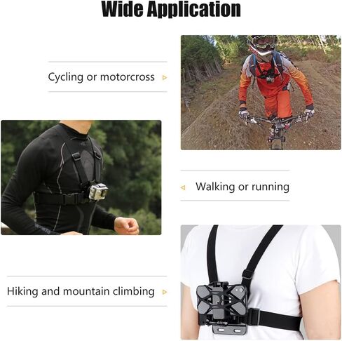 حزام صدر 6 في 1 قابل للتعديل مع مشبك هاتف قابل للدوران بديل لكاميرات GoPro Hero10 9 8 7 6 5 4 Session 3+ 3 2 1 Fusion DJI OSMO للهواتف الذكية in Kuwait