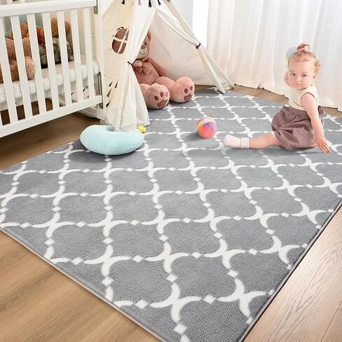 yj.gwl سجادة منطقة هندسية ناعمة لغرفة نوم البنات، 4x6 أقدام وردي مريح وحديث داخلي من إسفنج الذاكرة، سجاد رقيق قابل للغسل لغرفة المعيشة وغرفة الأطفال وغرفة اللعب وغرفة النوم وديكور الأرضية in Kuwait