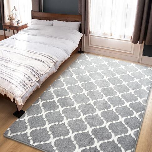 yj.gwl سجادة منطقة هندسية ناعمة لغرفة نوم البنات، 4x6 أقدام وردي مريح وحديث داخلي من إسفنج الذاكرة، سجاد رقيق قابل للغسل لغرفة المعيشة وغرفة الأطفال وغرفة اللعب وغرفة النوم وديكور الأرضية in Kuwait