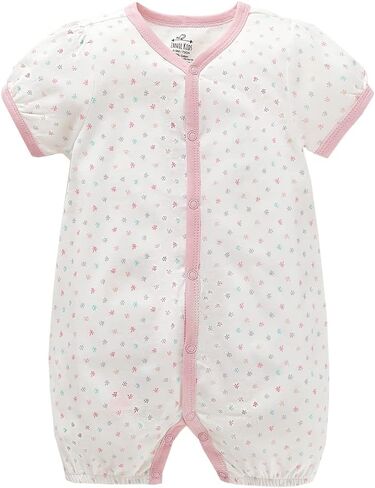 Zanie Kids Baby Girl Romper Short Sleeves Toddler Infant Jumpsuit Cotton Outfit for Summer in Saudi Arabia