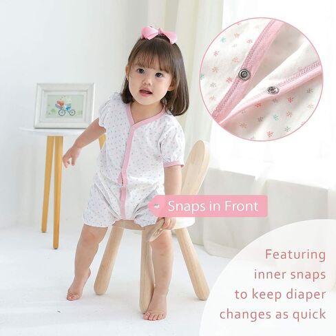 Zanie Kids Baby Girl Romper Short Sleeves Toddler Infant Jumpsuit Cotton Outfit for Summer in Saudi Arabia