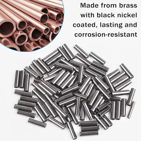 JSHANMEI Single Barrel Crimp Sleeves Copper Tube Fishing Line Crimping Loop Sleeves Cable Ferrule Wire Rope Connector Fishing Tackle Leader Rigging in Saudi Arabia