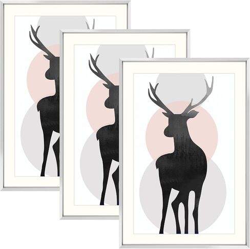 Space Art Deco, 11x14 Picture Frame Set of 3, Display Pictures 8x10 with Mat or 11x14 Without Mat, Wall Mounting Gallery Photo Frames, Gold in Kuwait