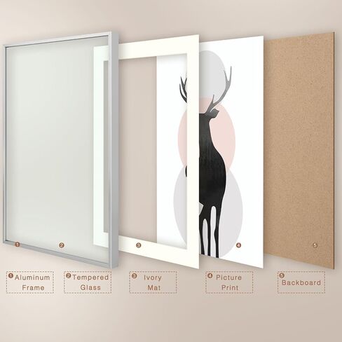 Space Art Deco, 11x14 Picture Frame Set of 3, Display Pictures 8x10 with Mat or 11x14 Without Mat, Wall Mounting Gallery Photo Frames, Gold in Kuwait