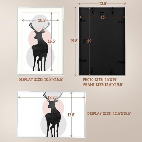 Space Art Deco, 11x14 Picture Frame Set of 3, Display Pictures 8x10 with Mat or 11x14 Without Mat, Wall Mounting Gallery Photo Frames, Gold in Kuwait