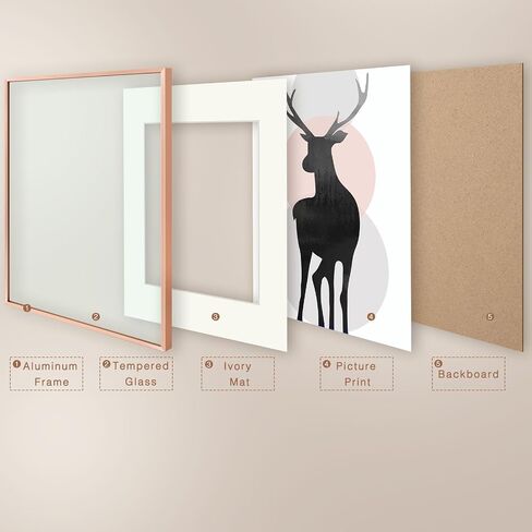 Space Art Deco, 11x14 Picture Frame Set of 3, Display Pictures 8x10 with Mat or 11x14 Without Mat, Wall Mounting Gallery Photo Frames, Gold in Kuwait